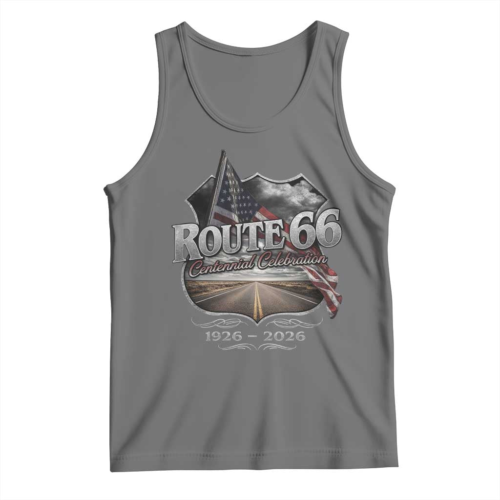 US Route Highway 66 Centennial Celebration Tank Top 100 Years Of The Mother Road Vintage American Flag TS11 Black Heather Print Your Wear