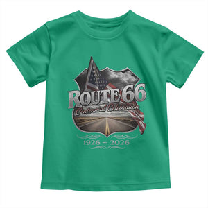US Route Highway 66 Centennial Celebration Toddler T Shirt 100 Years Of The Mother Road Vintage American Flag TS11 Irish Green Print Your Wear