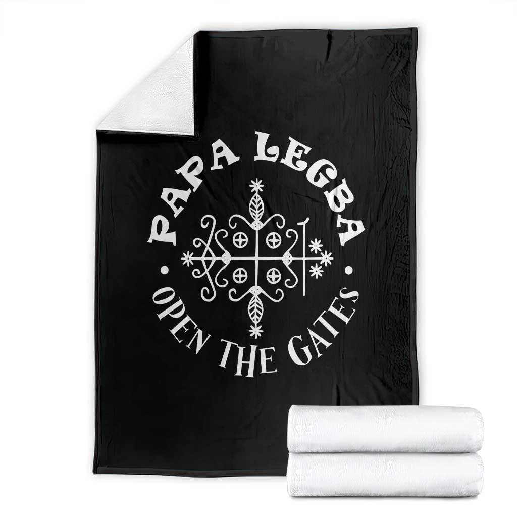Papa Legba Throw Blanket Open The Gates Louisiana Voodoo Loa Veve TS11 Black Print Your Wear