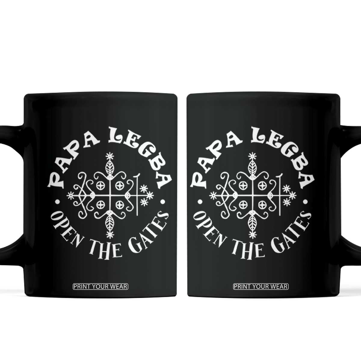 Papa Legba Coffee Mug Open The Gates Louisiana Voodoo Loa Veve TS11 Black Print Your Wear