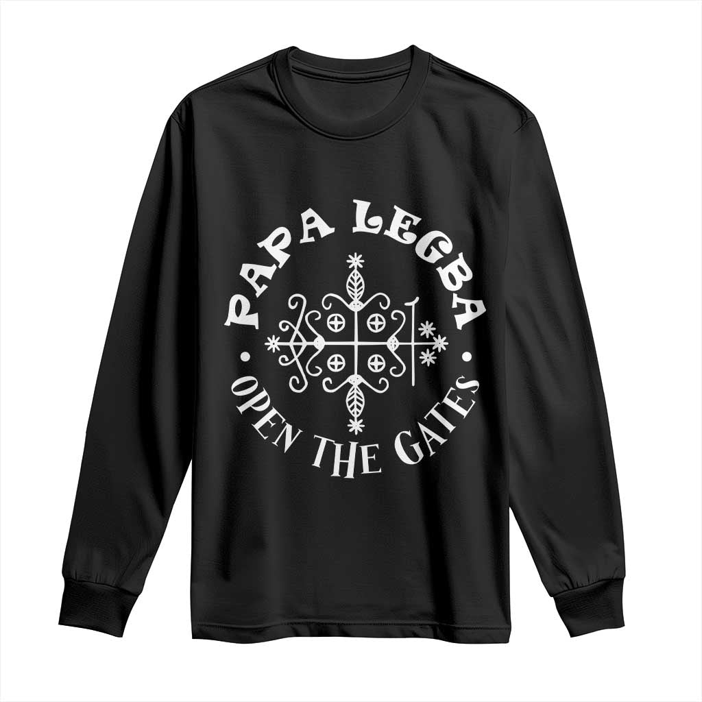Papa Legba Long Sleeve Shirt Open The Gates Louisiana Voodoo Loa Veve TS11 Black Print Your Wear
