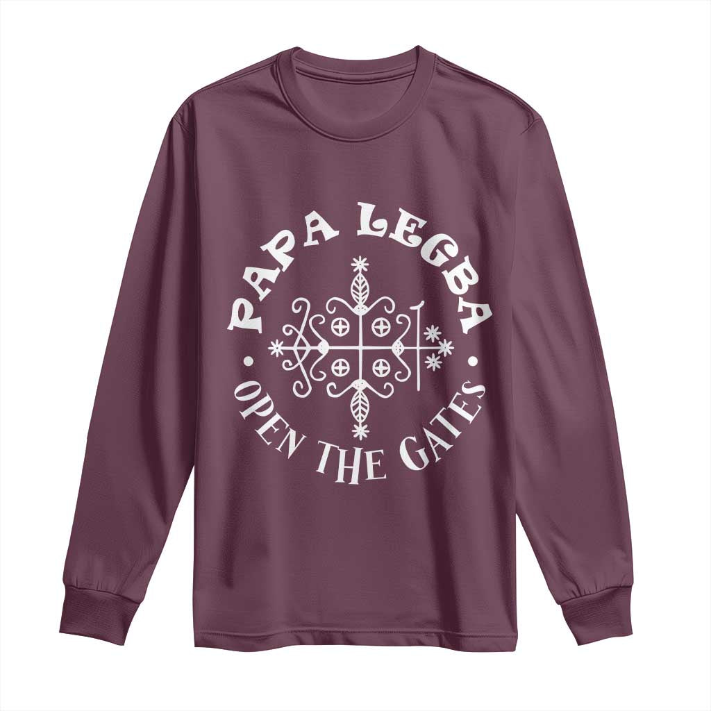 Papa Legba Long Sleeve Shirt Open The Gates Louisiana Voodoo Loa Veve TS11 Maroon Print Your Wear