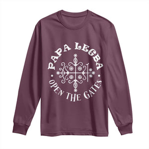 Papa Legba Long Sleeve Shirt Open The Gates Louisiana Voodoo Loa Veve TS11 Maroon Print Your Wear