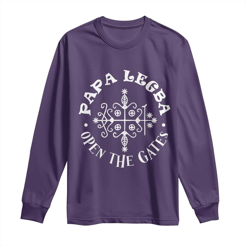 Papa Legba Long Sleeve Shirt Open The Gates Louisiana Voodoo Loa Veve TS11 Purple Print Your Wear