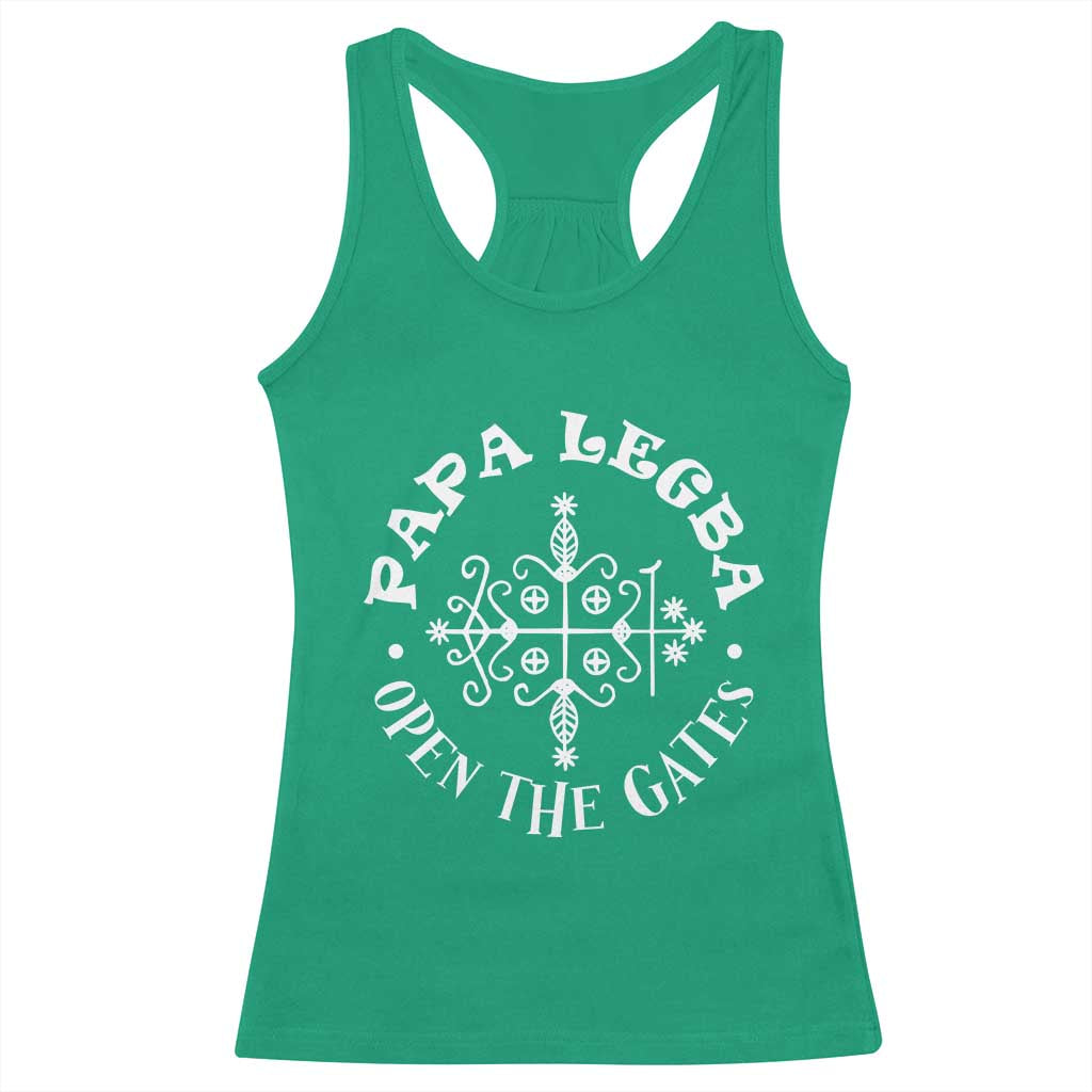 Papa Legba Racerback Tank Top Open The Gates Louisiana Voodoo Loa Veve TS11 Irish Green Print Your Wear