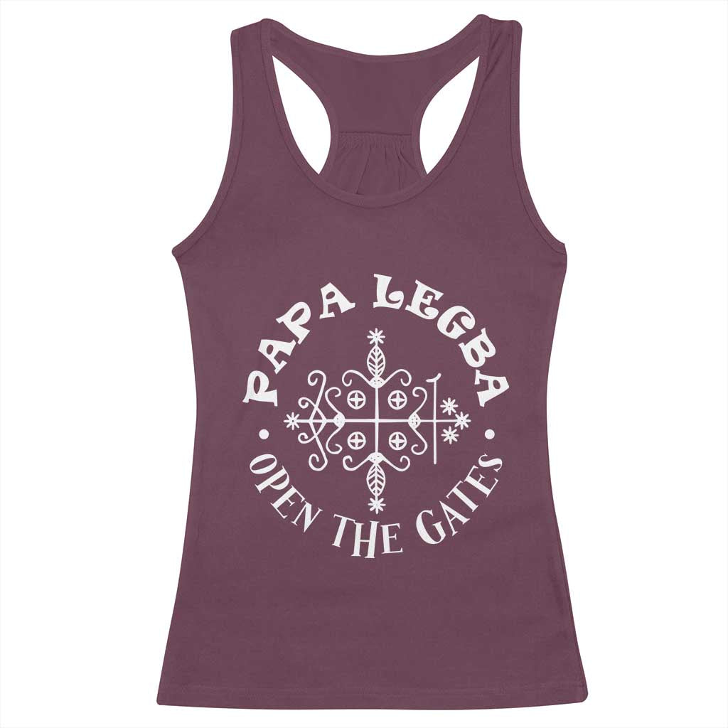 Papa Legba Racerback Tank Top Open The Gates Louisiana Voodoo Loa Veve TS11 Maroon Print Your Wear