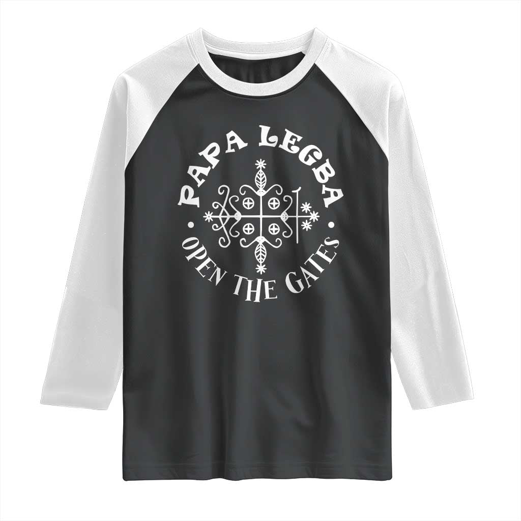 Papa Legba Raglan Shirt Open The Gates Louisiana Voodoo Loa Veve TS11 Black White Print Your Wear