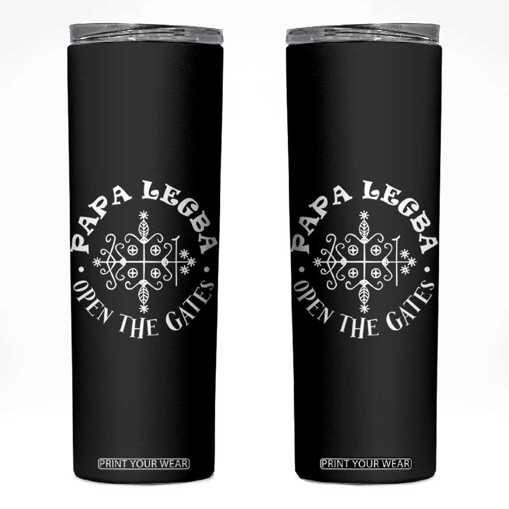 Papa Legba Skinny Tumbler Open The Gates Louisiana Voodoo Loa Veve TS11 Black Print Your Wear