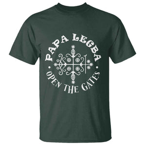Papa Legba T Shirt Open The Gates Louisiana Voodoo Loa Veve TS11 Dark Forest Green Print Your Wear