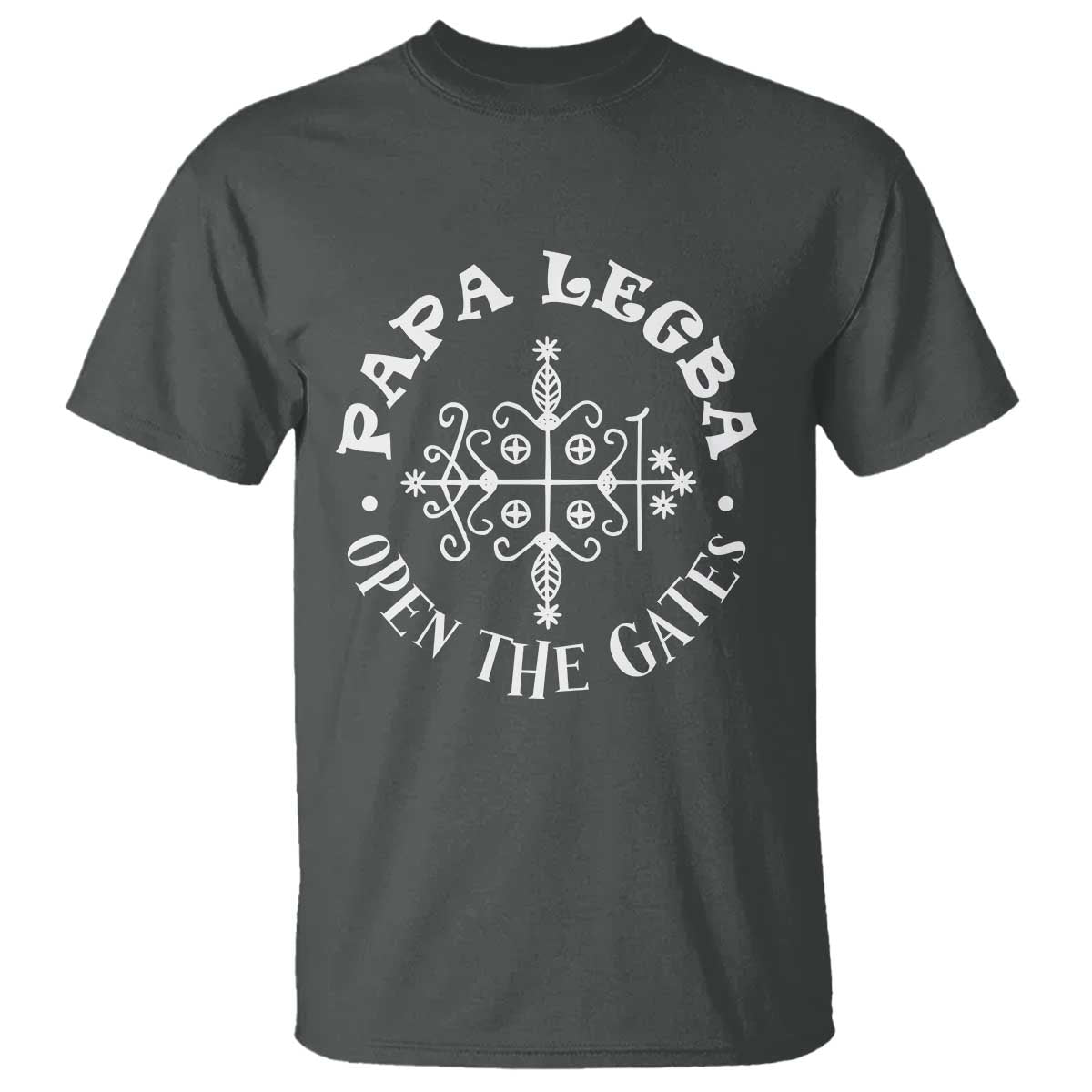 Papa Legba T Shirt Open The Gates Louisiana Voodoo Loa Veve TS11 Dark Heather Print Your Wear