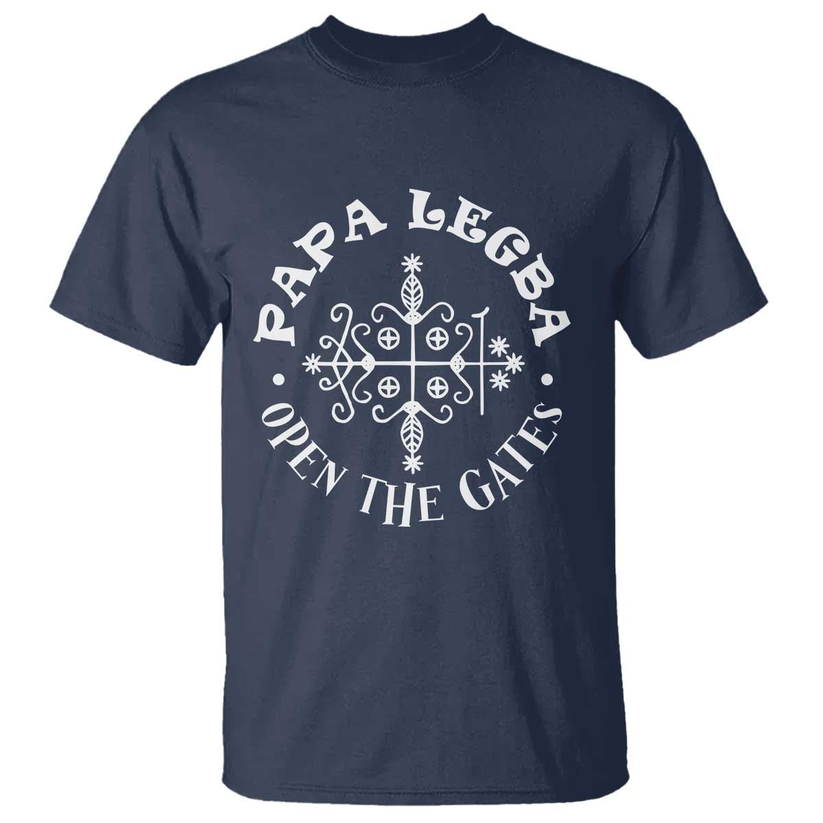 Papa Legba T Shirt Open The Gates Louisiana Voodoo Loa Veve TS11 Navy Print Your Wear