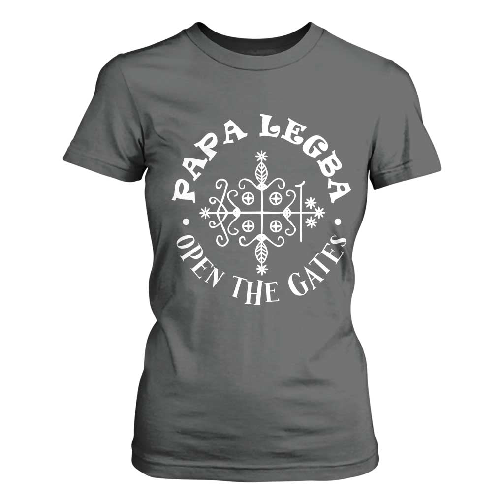 Papa Legba T Shirt For Women Open The Gates Louisiana Voodoo Loa Veve TS11 Dark Heather Print Your Wear