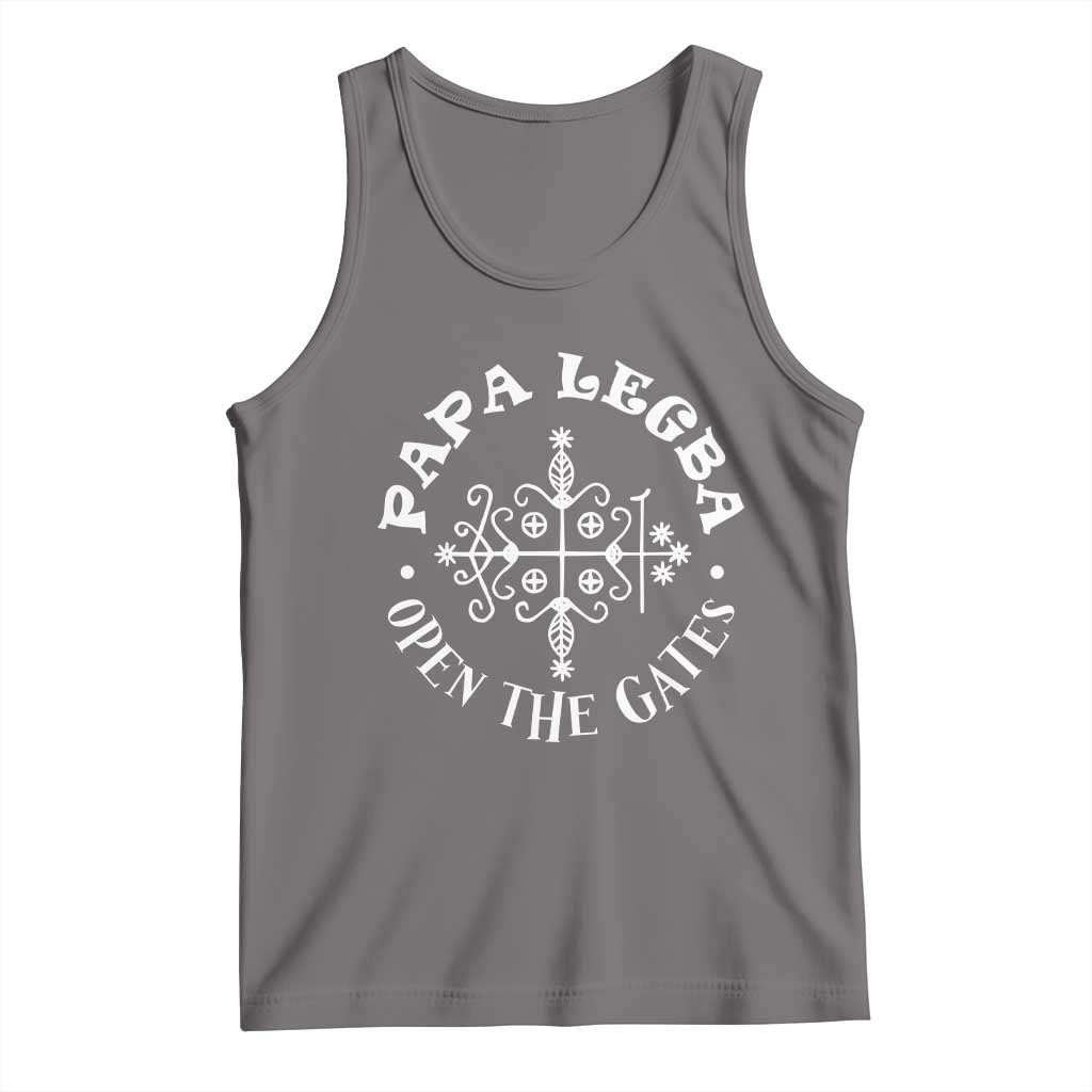 Papa Legba Tank Top Open The Gates Louisiana Voodoo Loa Veve TS11 Deep Heather Print Your Wear