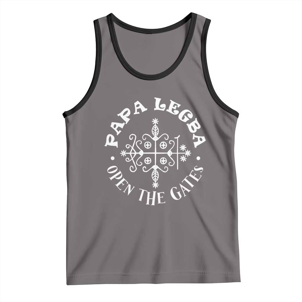 Papa Legba Tank Top Open The Gates Louisiana Voodoo Loa Veve TS11 Deep Heather Black Print Your Wear
