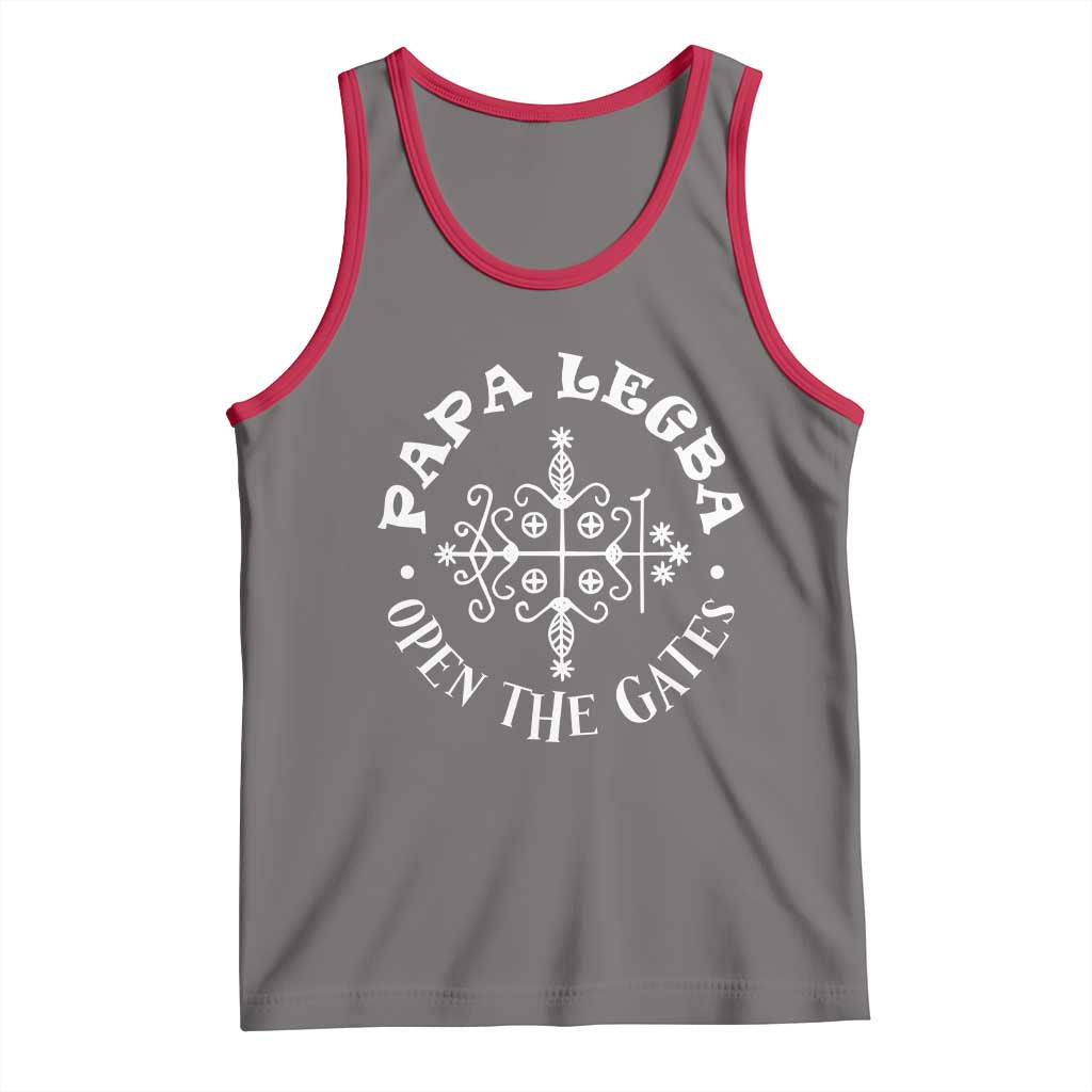 Papa Legba Tank Top Open The Gates Louisiana Voodoo Loa Veve TS11 Deep Heather Red Print Your Wear