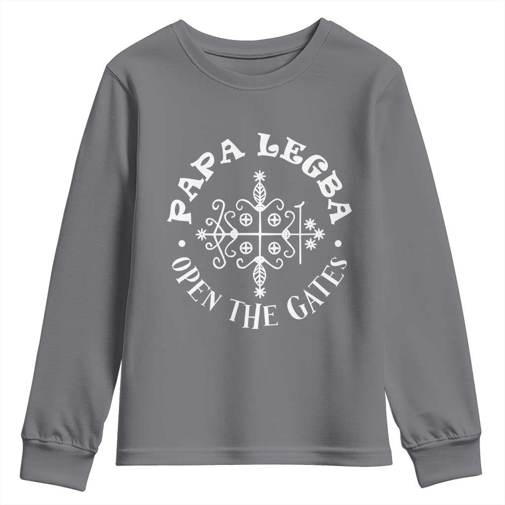 Papa Legba Youth Sweatshirt Open The Gates Louisiana Voodoo Loa Veve TS11 Charcoal Print Your Wear