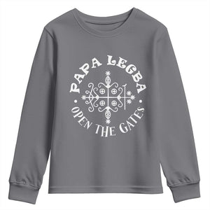 Papa Legba Youth Sweatshirt Open The Gates Louisiana Voodoo Loa Veve TS11 Charcoal Print Your Wear