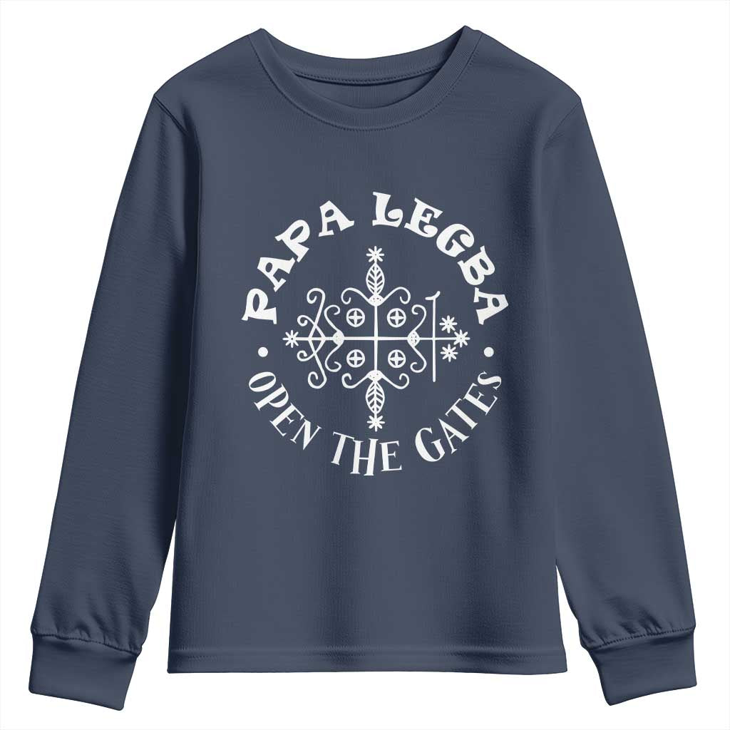 Papa Legba Youth Sweatshirt Open The Gates Louisiana Voodoo Loa Veve TS11 Navy Print Your Wear