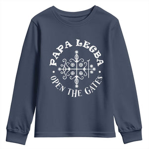 Papa Legba Youth Sweatshirt Open The Gates Louisiana Voodoo Loa Veve TS11 Navy Print Your Wear