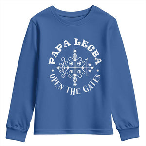 Papa Legba Youth Sweatshirt Open The Gates Louisiana Voodoo Loa Veve TS11 Royal Blue Print Your Wear