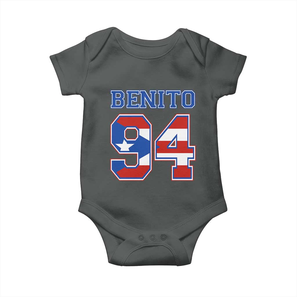 Puerto Rico Jersey Benito Number 94 Graphic Baby Onesie TS11 Dark Heather Print Your Wear