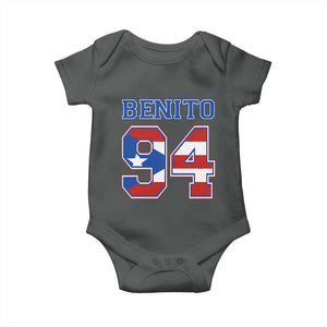 Puerto Rico Jersey Benito Number 94 Graphic Baby Onesie TS11 Dark Heather Print Your Wear