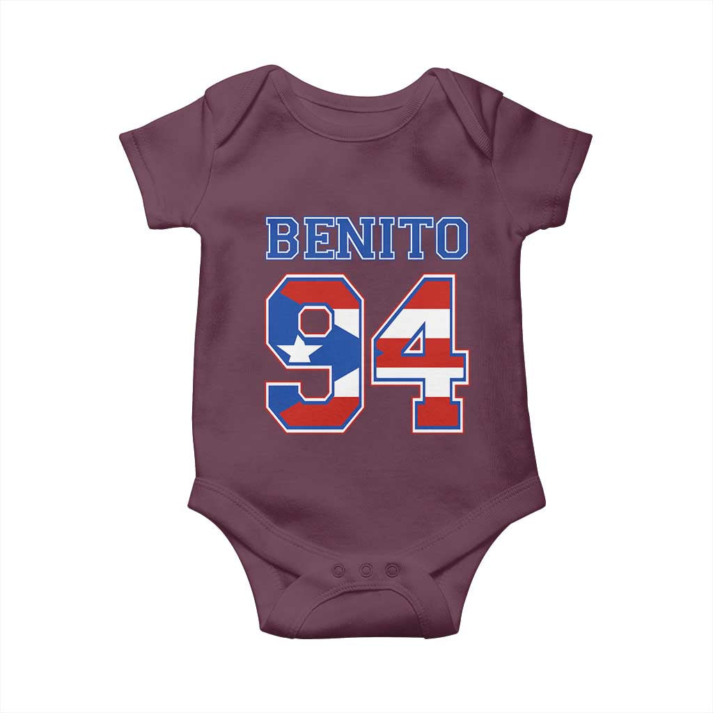 Puerto Rico Jersey Benito Number 94 Graphic Baby Onesie TS11 Maroon Print Your Wear