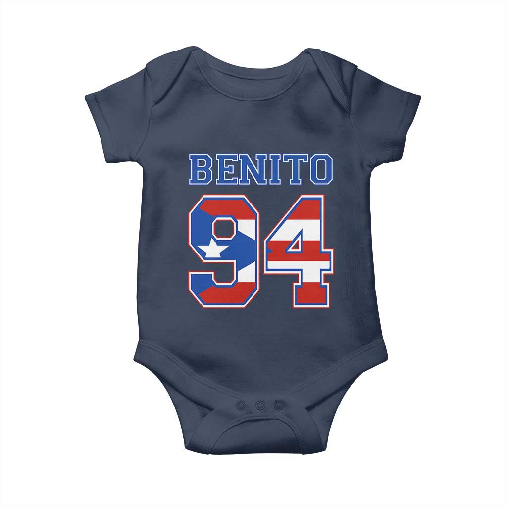 Puerto Rico Jersey Benito Number 94 Graphic Baby Onesie TS11 Navy Print Your Wear