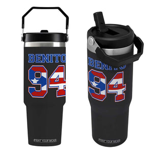 Puerto Rico Jersey Benito Number 94 Graphic Flip Straw Tumbler TS11 One Size: 30 oz Black Print Your Wear