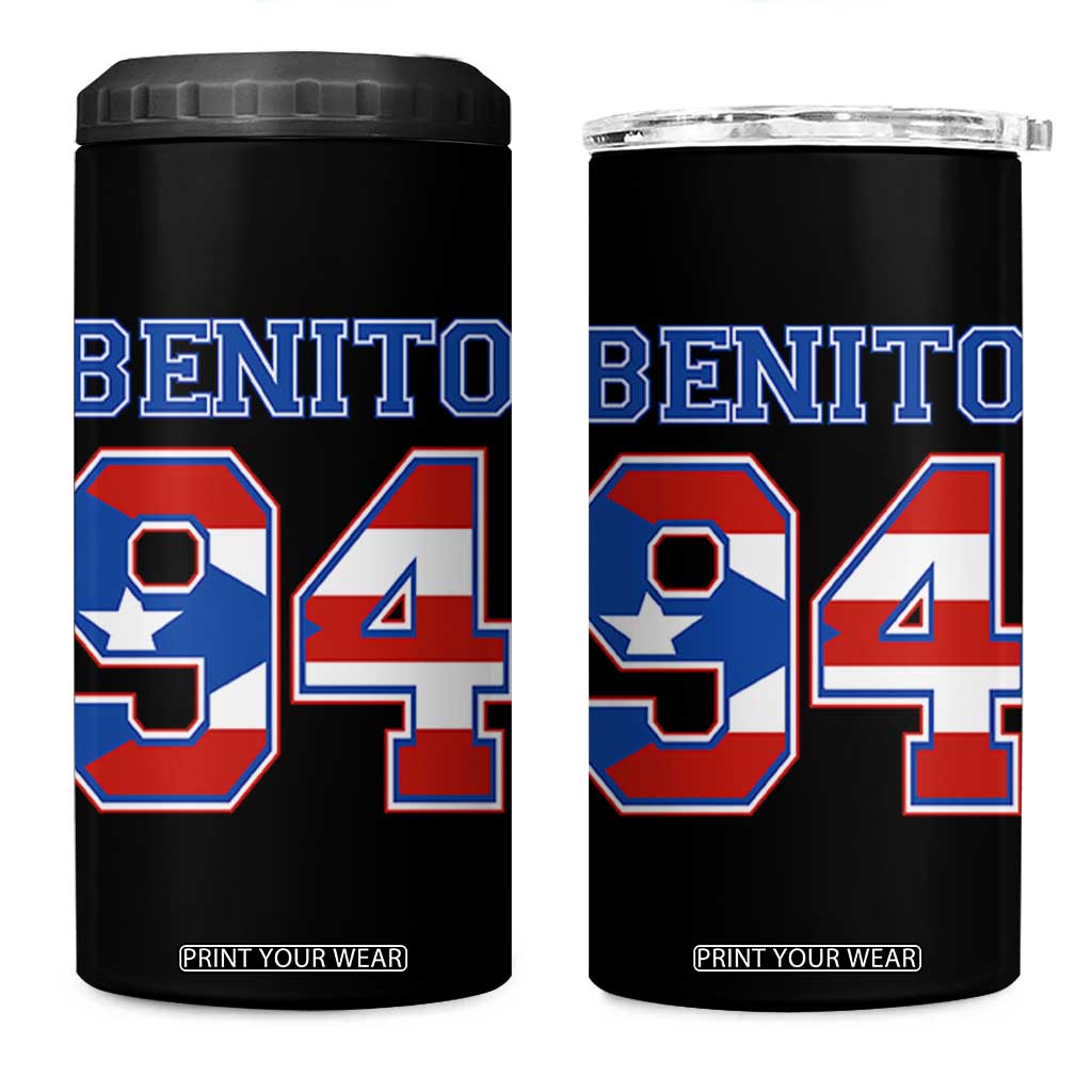 Puerto Rico Jersey Benito Number 94 Graphic 4 in 1 Can Cooler Tumbler TS11 One Size: 16 oz Black Print Your Wear