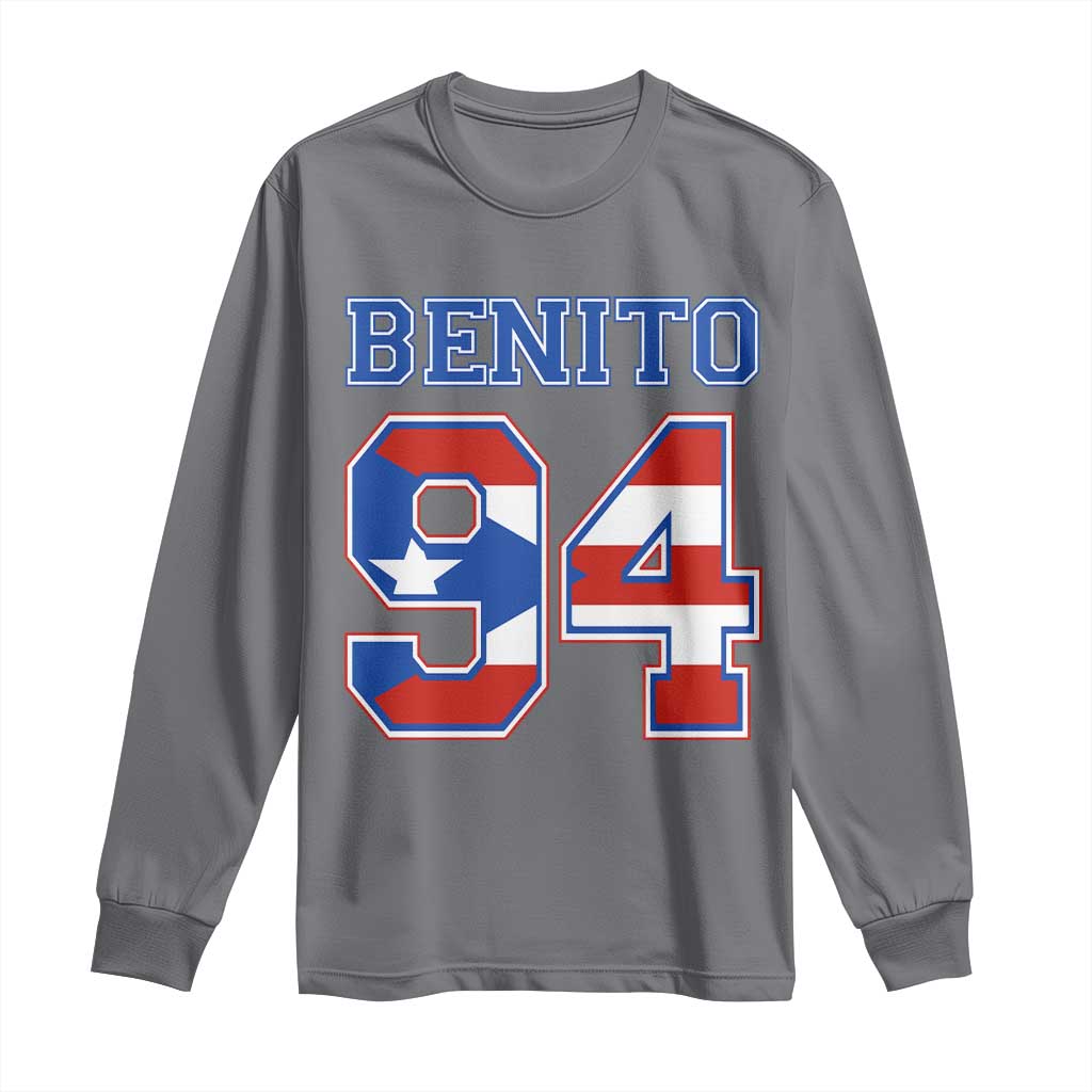 Puerto Rico Jersey Benito Number 94 Graphic Long Sleeve Shirt TS11 Charcoal Print Your Wear