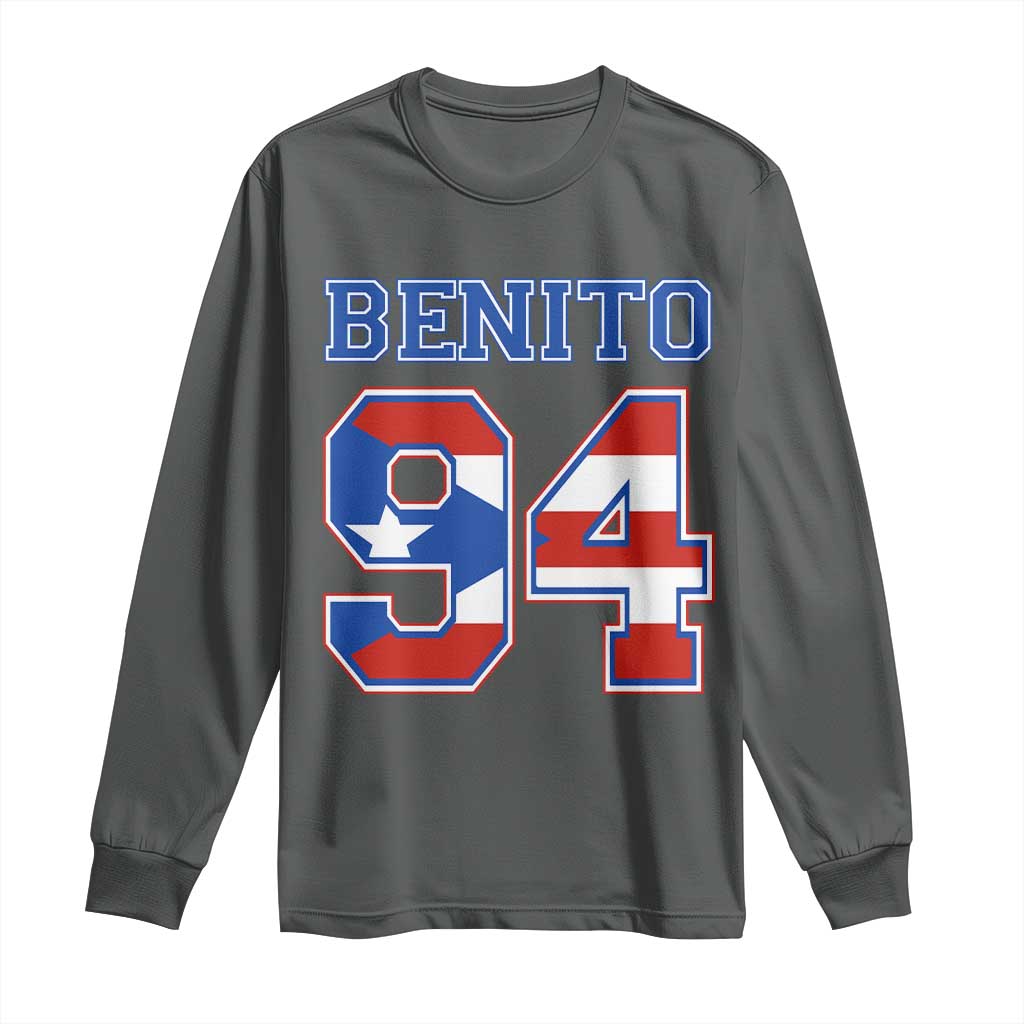 Puerto Rico Jersey Benito Number 94 Graphic Long Sleeve Shirt TS11 Dark Heather Print Your Wear