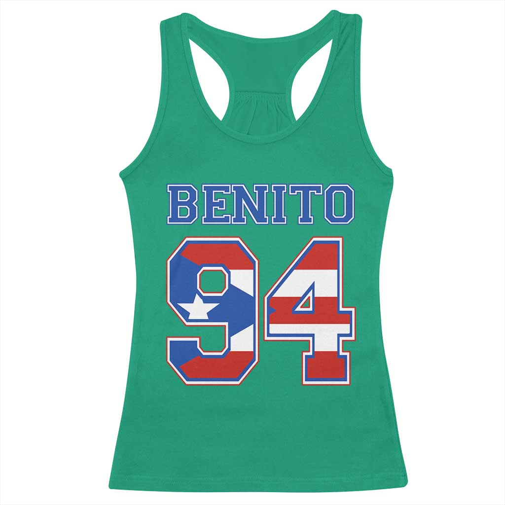 Puerto Rico Jersey Benito Number 94 Graphic Racerback Tank Top TS11 Irish Green Print Your Wear