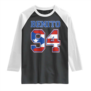 Puerto Rico Jersey Benito Number 94 Graphic Raglan Shirt TS11 Black White Print Your Wear