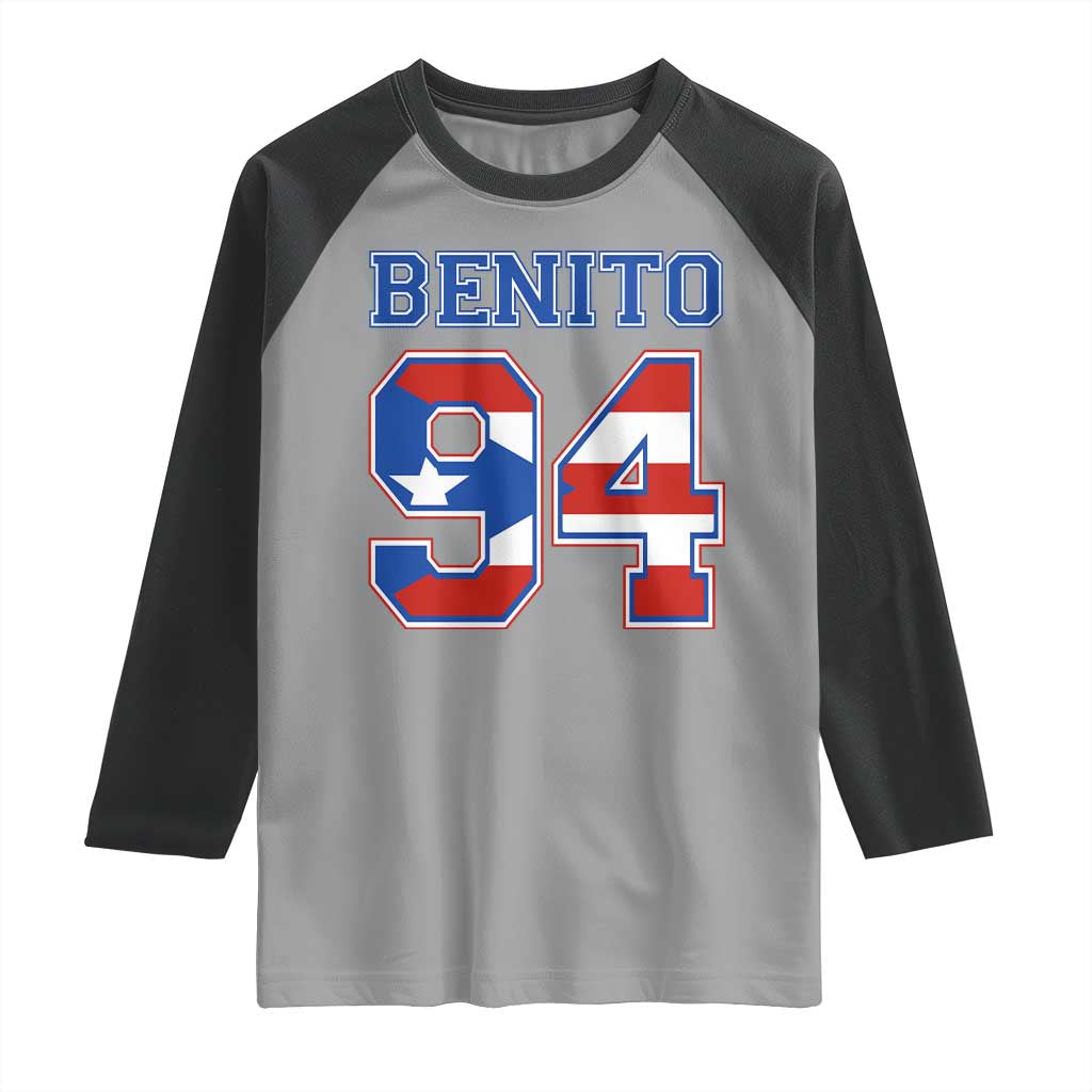 Puerto Rico Jersey Benito Number 94 Graphic Raglan Shirt TS11 Sport Gray Black Print Your Wear