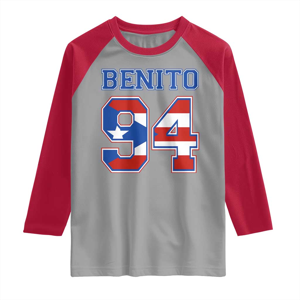 Puerto Rico Jersey Benito Number 94 Graphic Raglan Shirt TS11 Sport Gray Red Print Your Wear