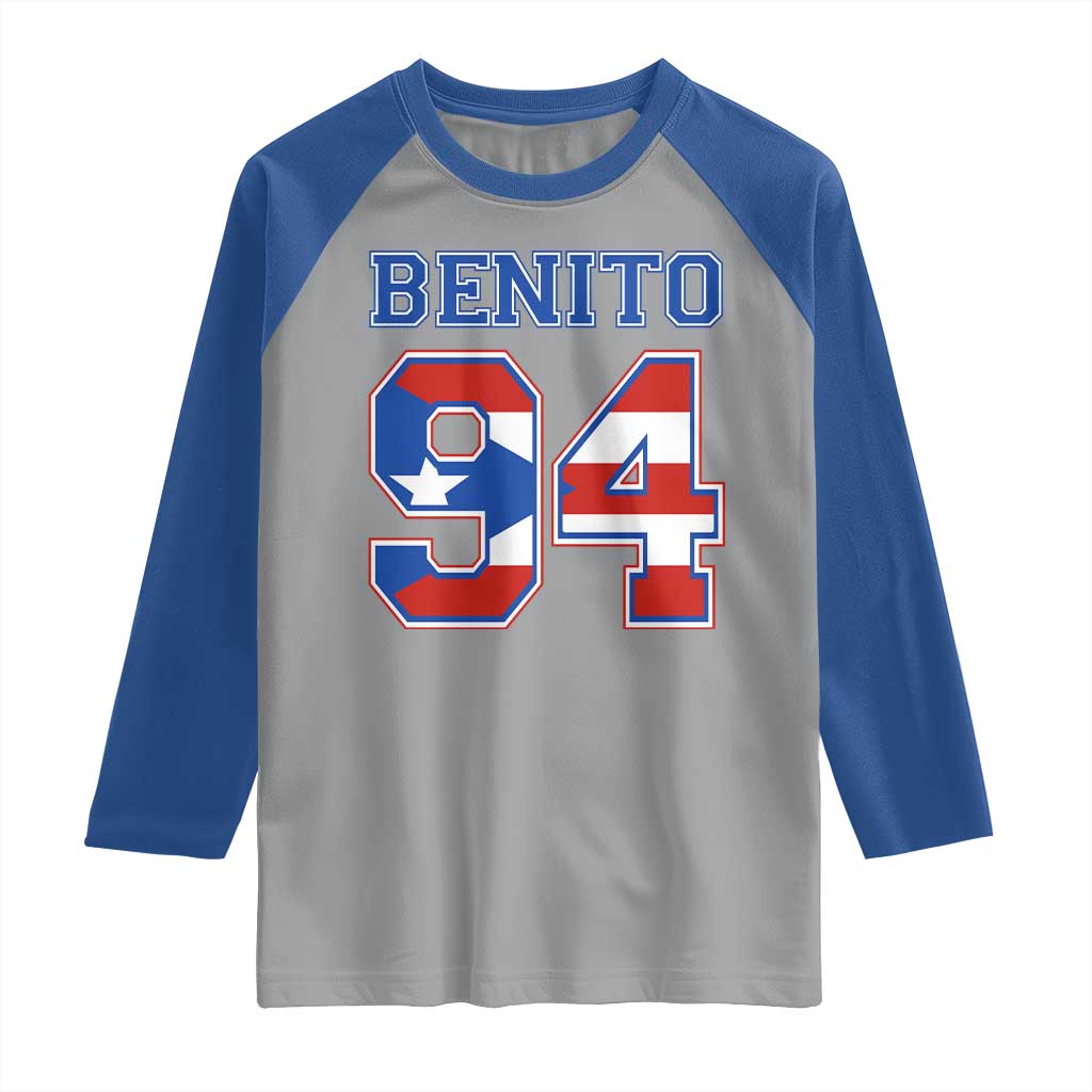 Puerto Rico Jersey Benito Number 94 Graphic Raglan Shirt TS11 Sport Gray Royal Print Your Wear