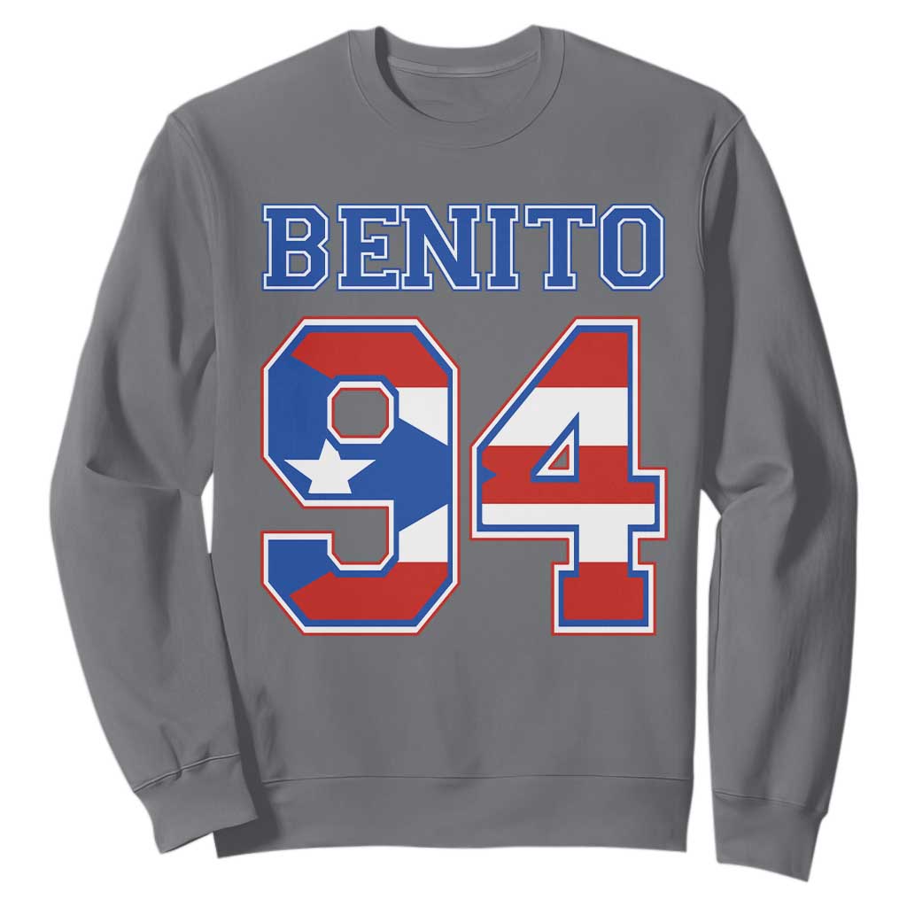Puerto Rico Jersey Benito Number 94 Graphic Sweatshirt TS11 Charcoal Print Your Wear