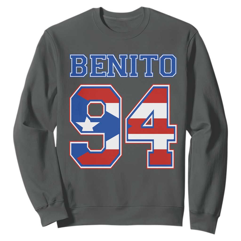Puerto Rico Jersey Benito Number 94 Graphic Sweatshirt TS11 Dark Heather Print Your Wear