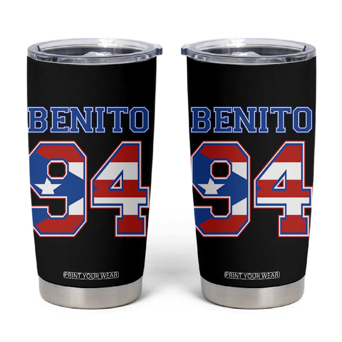 Puerto Rico Jersey Benito Number 94 Graphic Tumbler Cup TS11 Black Print Your Wear