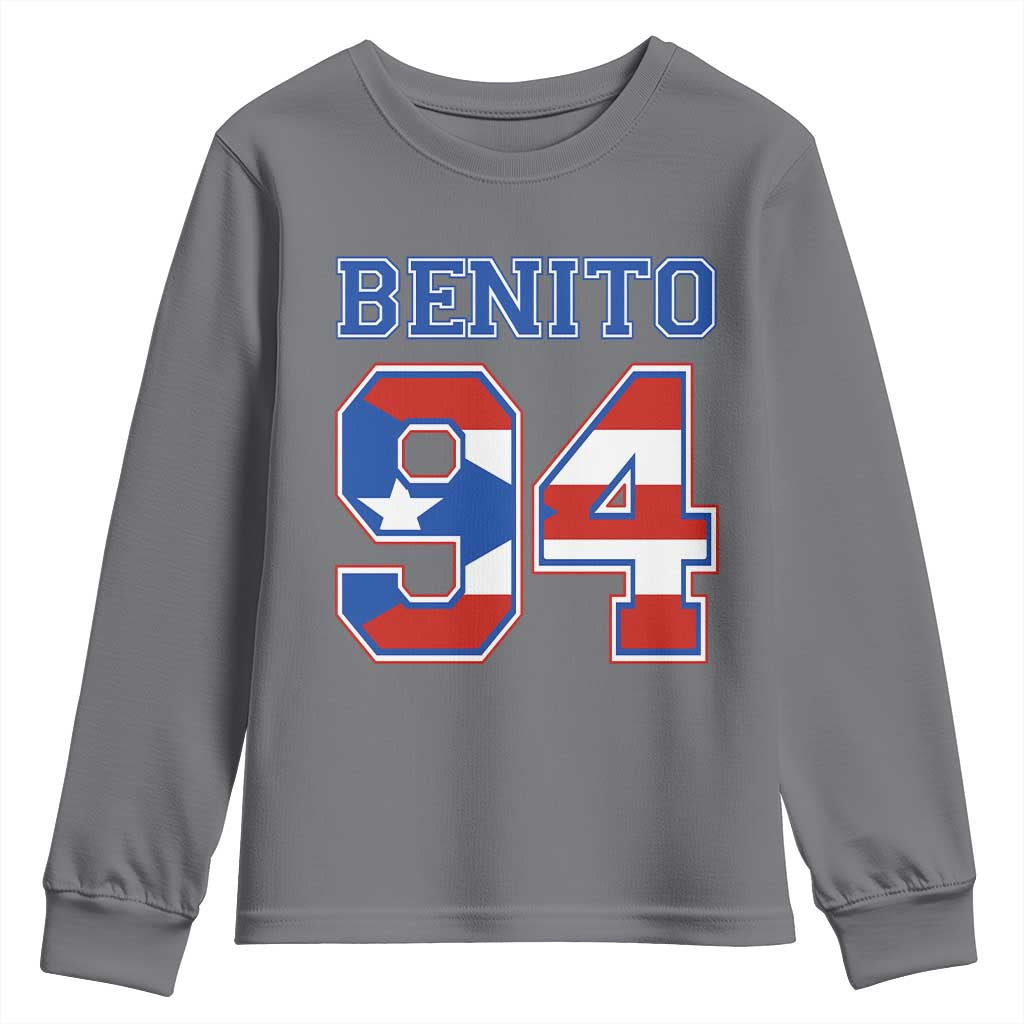 Puerto Rico Jersey Benito Number 94 Graphic Youth Sweatshirt TS11 Charcoal Print Your Wear