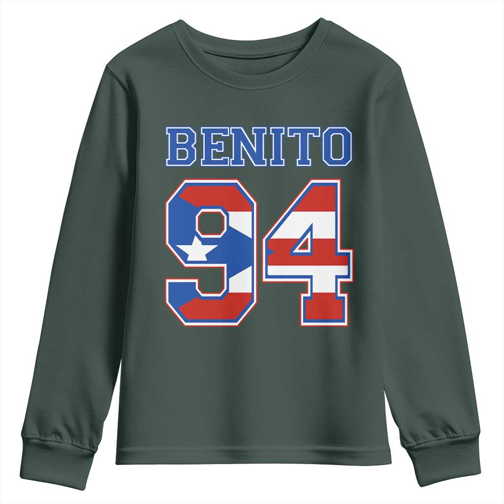 Puerto Rico Jersey Benito Number 94 Graphic Youth Sweatshirt TS11 Dark Forest Green Print Your Wear