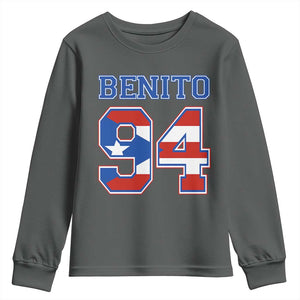 Puerto Rico Jersey Benito Number 94 Graphic Youth Sweatshirt TS11 Dark Heather Print Your Wear