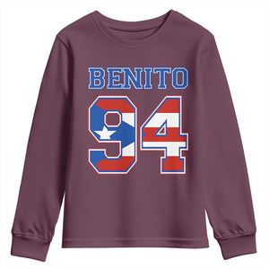 Puerto Rico Jersey Benito Number 94 Graphic Youth Sweatshirt TS11 Maroon Print Your Wear