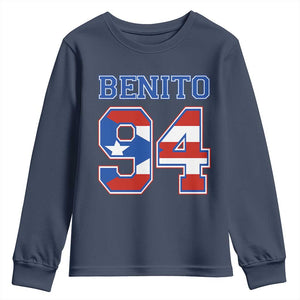Puerto Rico Jersey Benito Number 94 Graphic Youth Sweatshirt TS11 Navy Print Your Wear