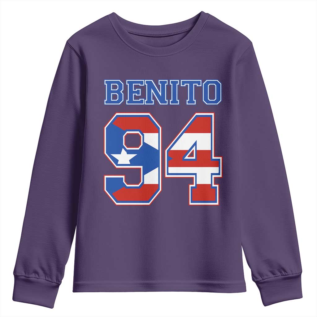 Puerto Rico Jersey Benito Number 94 Graphic Youth Sweatshirt TS11 Purple Print Your Wear