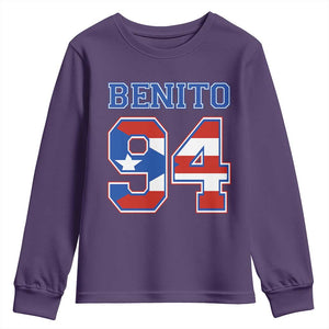 Puerto Rico Jersey Benito Number 94 Graphic Youth Sweatshirt TS11 Purple Print Your Wear