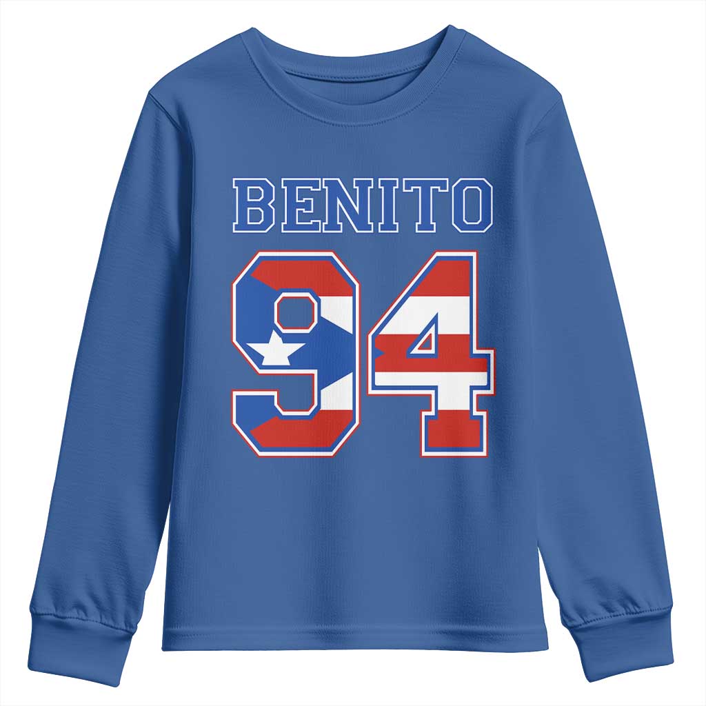 Puerto Rico Jersey Benito Number 94 Graphic Youth Sweatshirt TS11 Royal Blue Print Your Wear