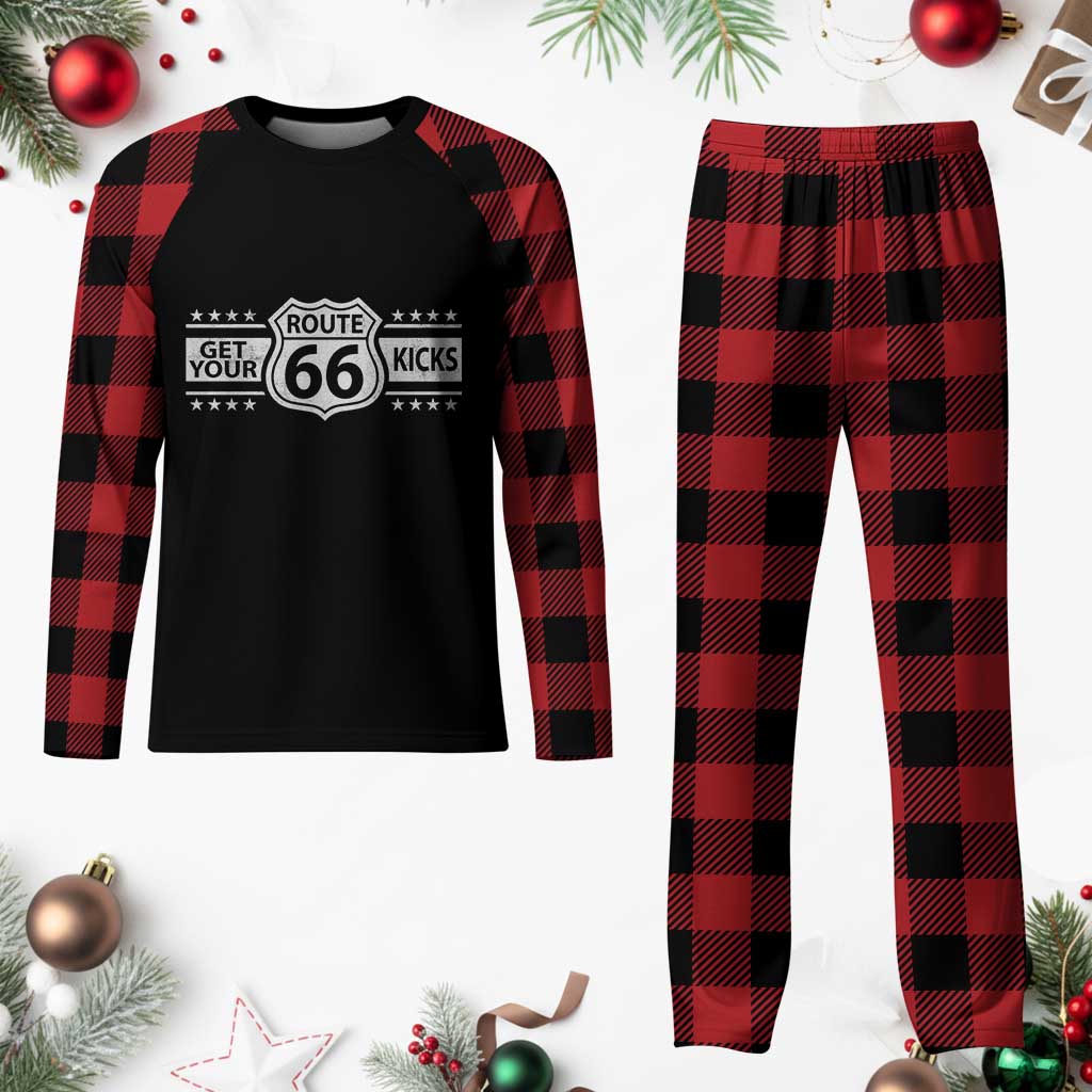 Route Highway 66 Plaid Pajama Set Get Your Kicks American Road Trip TS11 Buffalo Plaid Print Your Wear