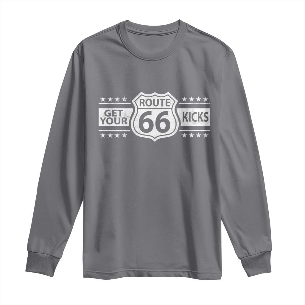 Route Highway 66 Long Sleeve Shirt Get Your Kicks American Road Trip TS11 Charcoal Print Your Wear